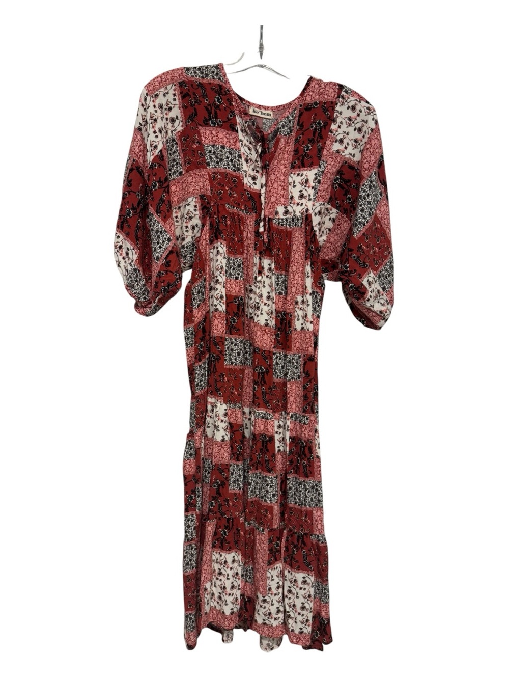 bo’hem Bohemian Patchwork Floral Tiered Midi Dress Size Small - Picture 2 of 4